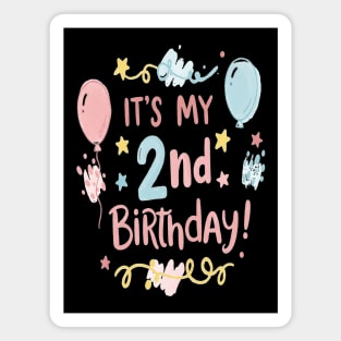 Two-riffic Birthday Tee - Level 2 Unlocked! Festive Second Birthday Fun Magnet